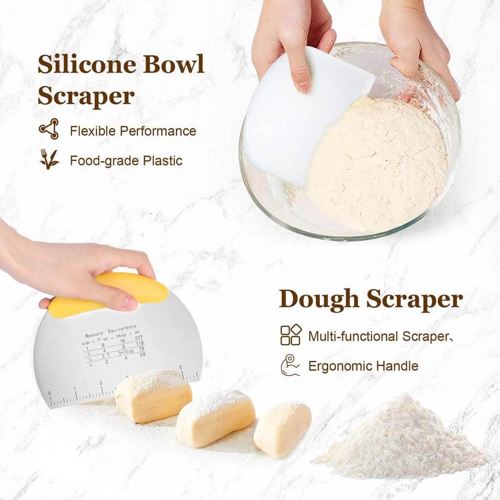 SHANNA Sourdough Bread Starter Kit, 15pcs Sourdough Tools, Round and Oval Banneton Proofing Basket, Home Bread Proofing Basket, Sourdough Kit for Beginners and Bakers (15PCS)