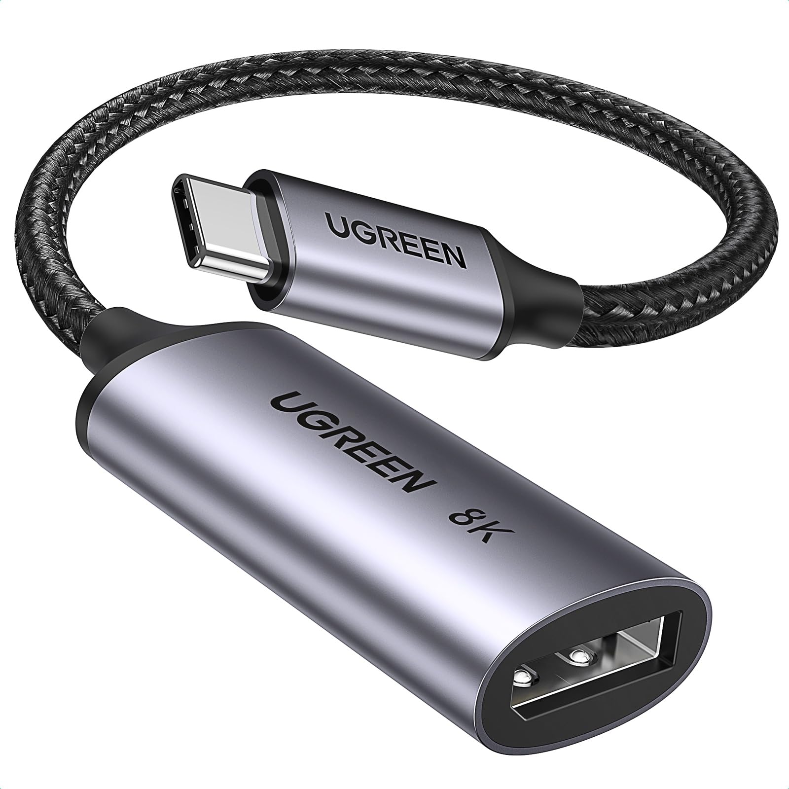 UGREEN 8K@60Hz USB C to DisplayPort 1.4 Adapter Cable 4K@240Hz HDR Thunderbolt 4/3 to Display Port Converter USB C to DP 1.4 Braided Compatible with iPhone 15, Galaxy S23, MacBook Pro/Air, iPad, XPS17