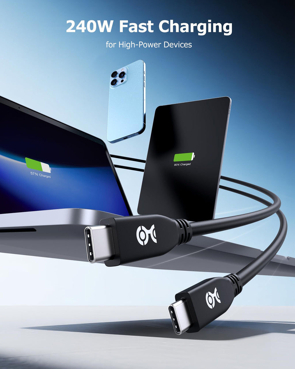Cable Matters 40Gbps USB 4 Cable 6.6 ft / 2m with 8K Video & 240W Charging, USB4 Cable/USB C Display Cable with PD 3.1 Compatible with Thunderbolt 4, MacBook, XPS, Surface Pro