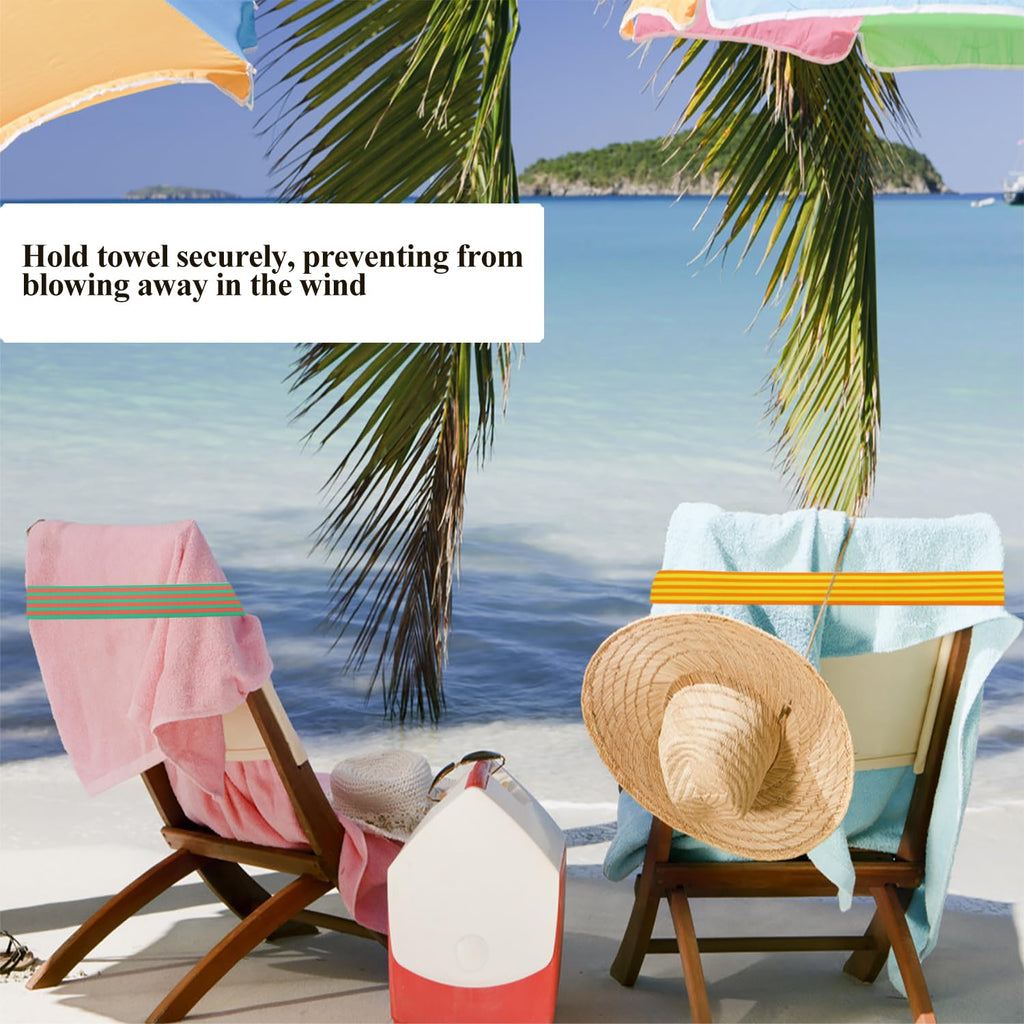 8Pcs Towel Bands for Beach Chairs HADEEONG Towel Clips Elastic Towel Holder Strap for Lounge Beach Pool Cruise Chairs Summer Beach Trip Essentials