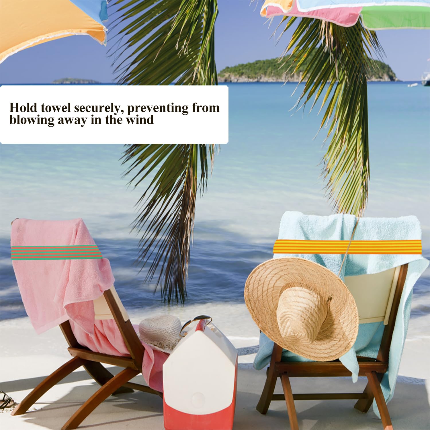 8Pcs Towel Bands for Beach Chairs HADEEONG Towel Clips Elastic Towel Holder Strap for Lounge Beach Pool Cruise Chairs Summer Beach Trip Essentials