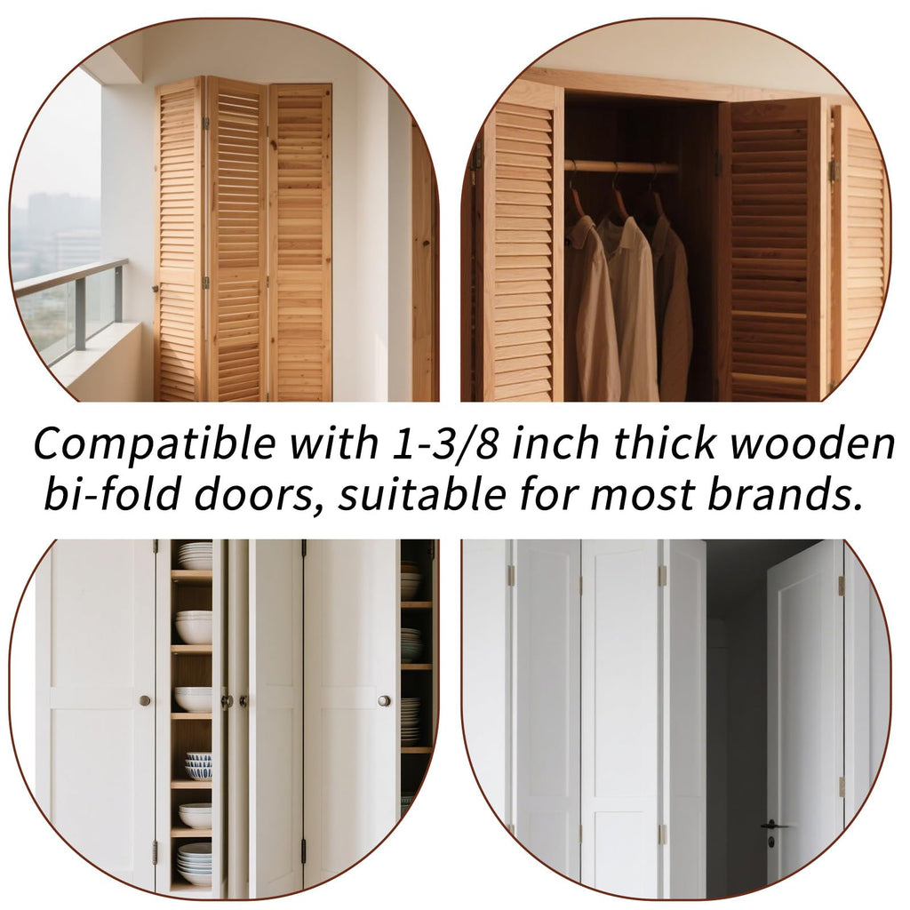 Penitue Bi-Fold Door Repair Kit for 1-3/8" Wood Doors, 8 N7192 Repair Brackets 2 N7266 Top Pivot & 2 Guide Wheels 4 N7538 Bottom Pivot Pins (3/8" & 7/16") for Folding Closet Door Hardware