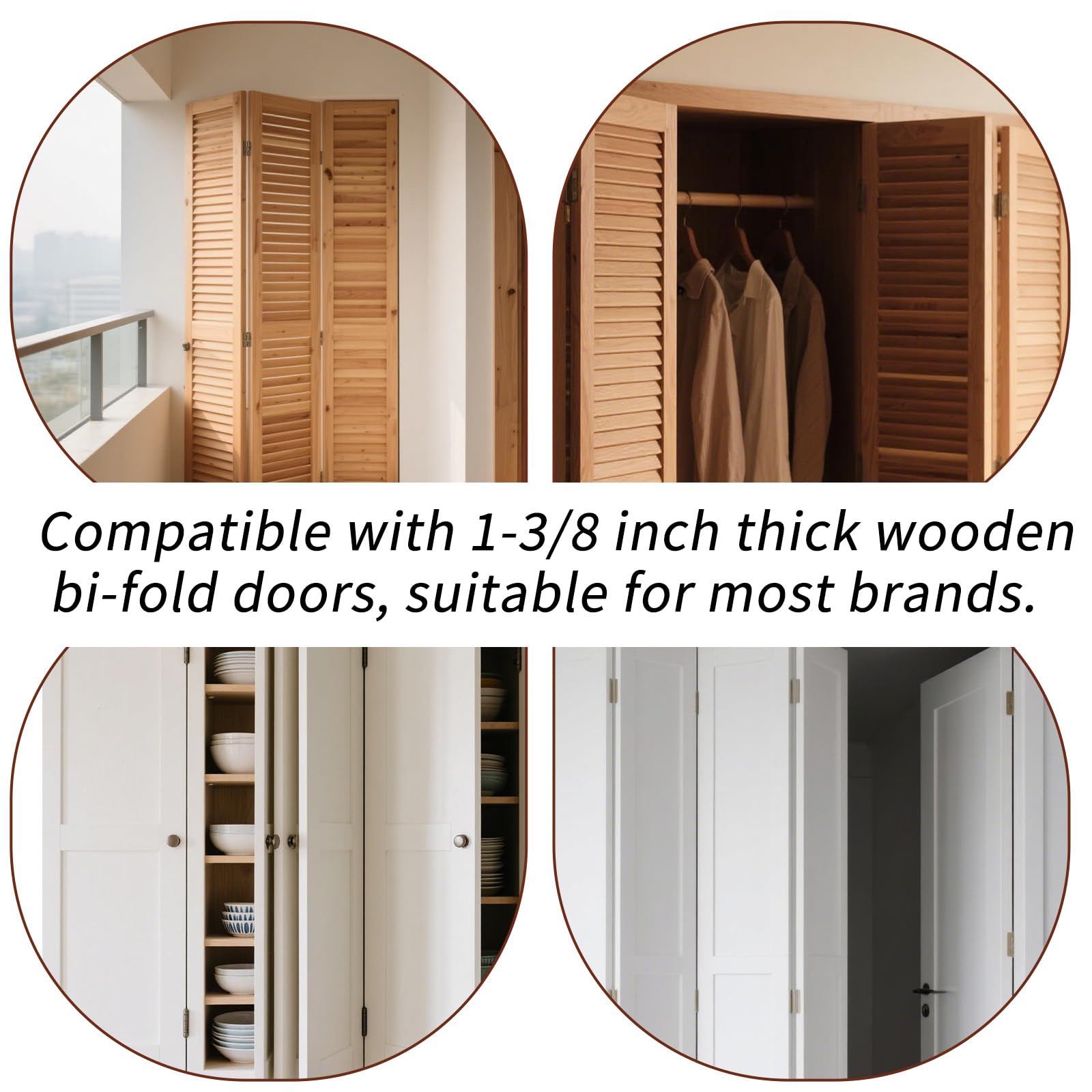 Penitue Bi-Fold Door Repair Kit for 1-3/8" Wood Doors, 8 N7192 Repair Brackets 2 N7266 Top Pivot & 2 Guide Wheels 4 N7538 Bottom Pivot Pins (3/8" & 7/16") for Folding Closet Door Hardware