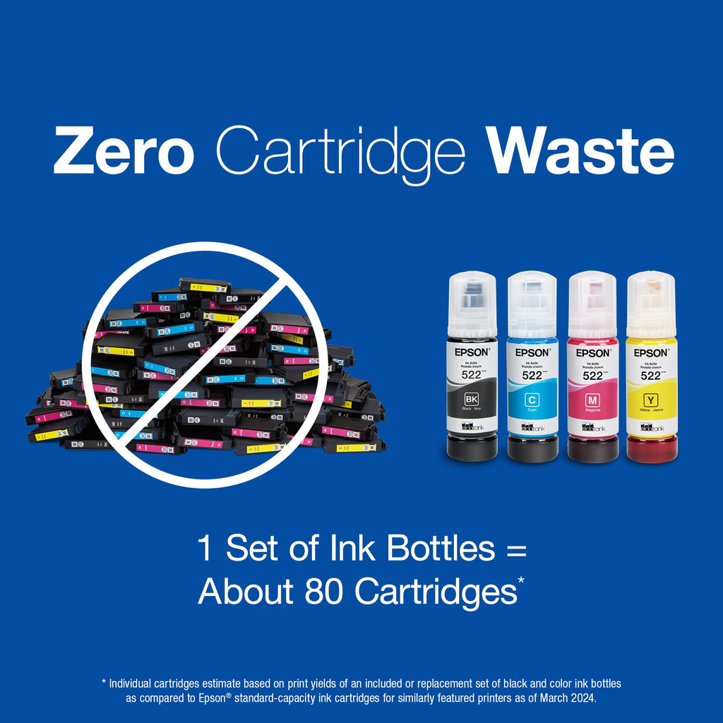 Epson 522 EcoTank Ink Ultra-High Capacity Bottle, Black (T522120-S) - Compatible with ET-2400, ET-2720, ET-2800, ET-2803, ET-2840, ET-4700, ET-4800, ET-4810