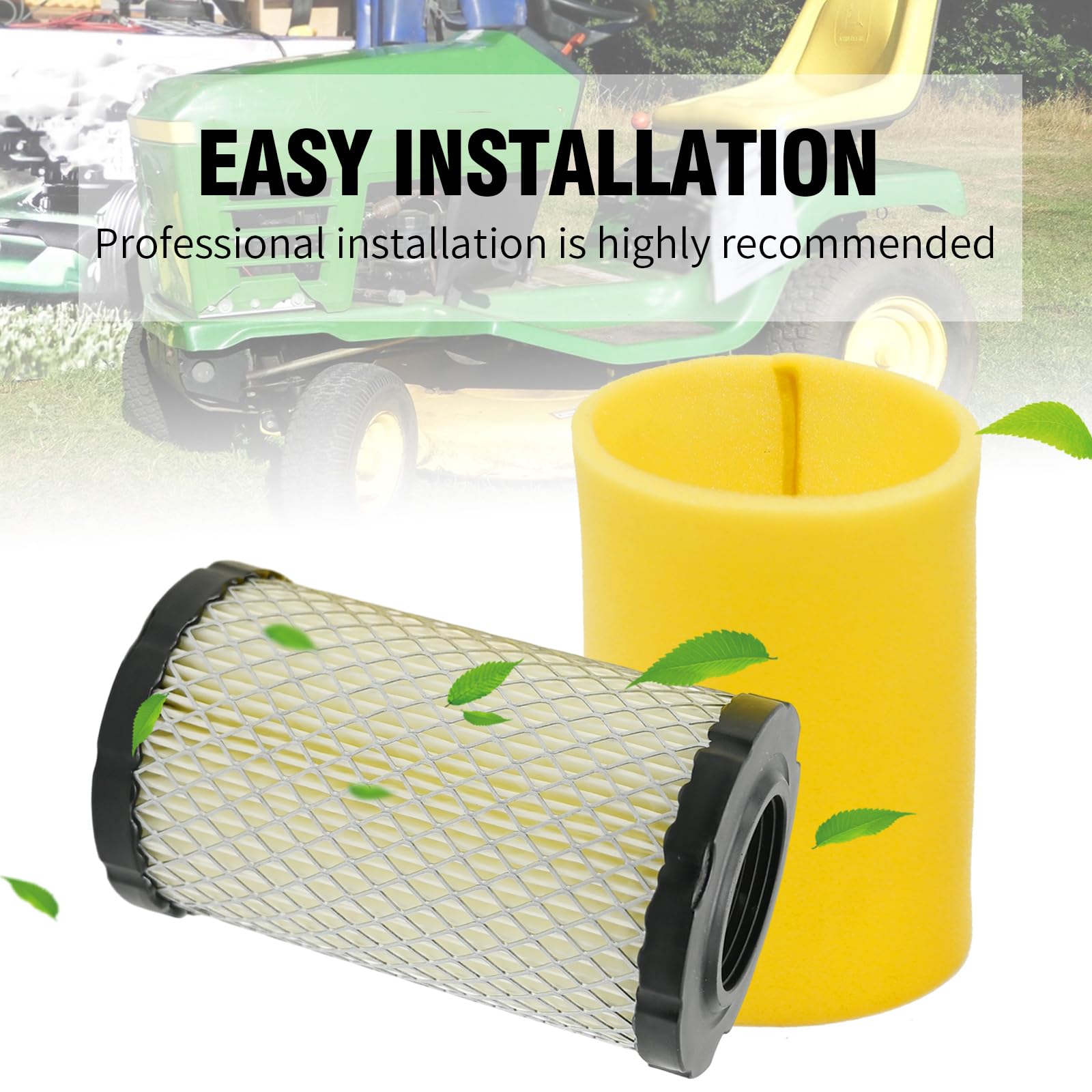Vkinman GY21435 MIU14395 Air Filter & GY20577 AM125424 Oil Filter Kit Replacement for John Deere L107 L120 D100 D105 D110 D125 D160 D170 E100 E140