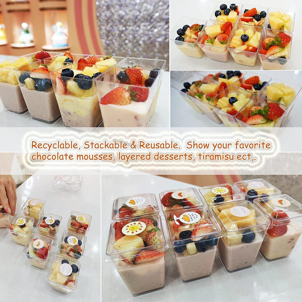 WEST STORY 50 Packs 5oz Clear Dessert Cups with Lids and Spoons, Single Serving Parfait Cups with Lids for Party Appertizer, Finger Food, Pudding, Yogurt, Parfait, Mousse