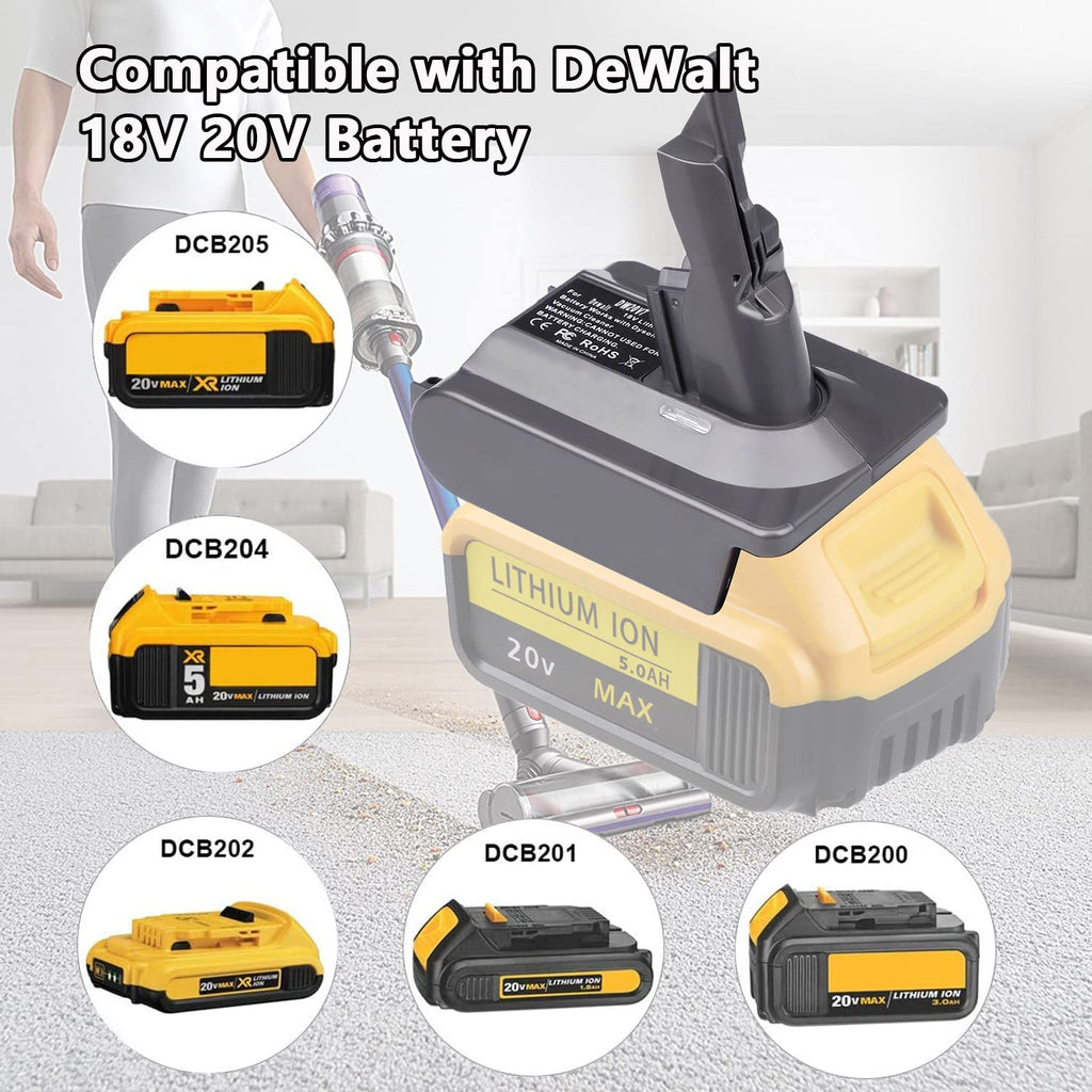 for Dyson V7 Dewalt Battery Adapter, Convert for DeWalt 20V 60V Battery to Replace SV11 Battery and Power for Dyson V7 Motorhead Fluffy Absolute Animal Vacuum Cleaner (Adapter Only)