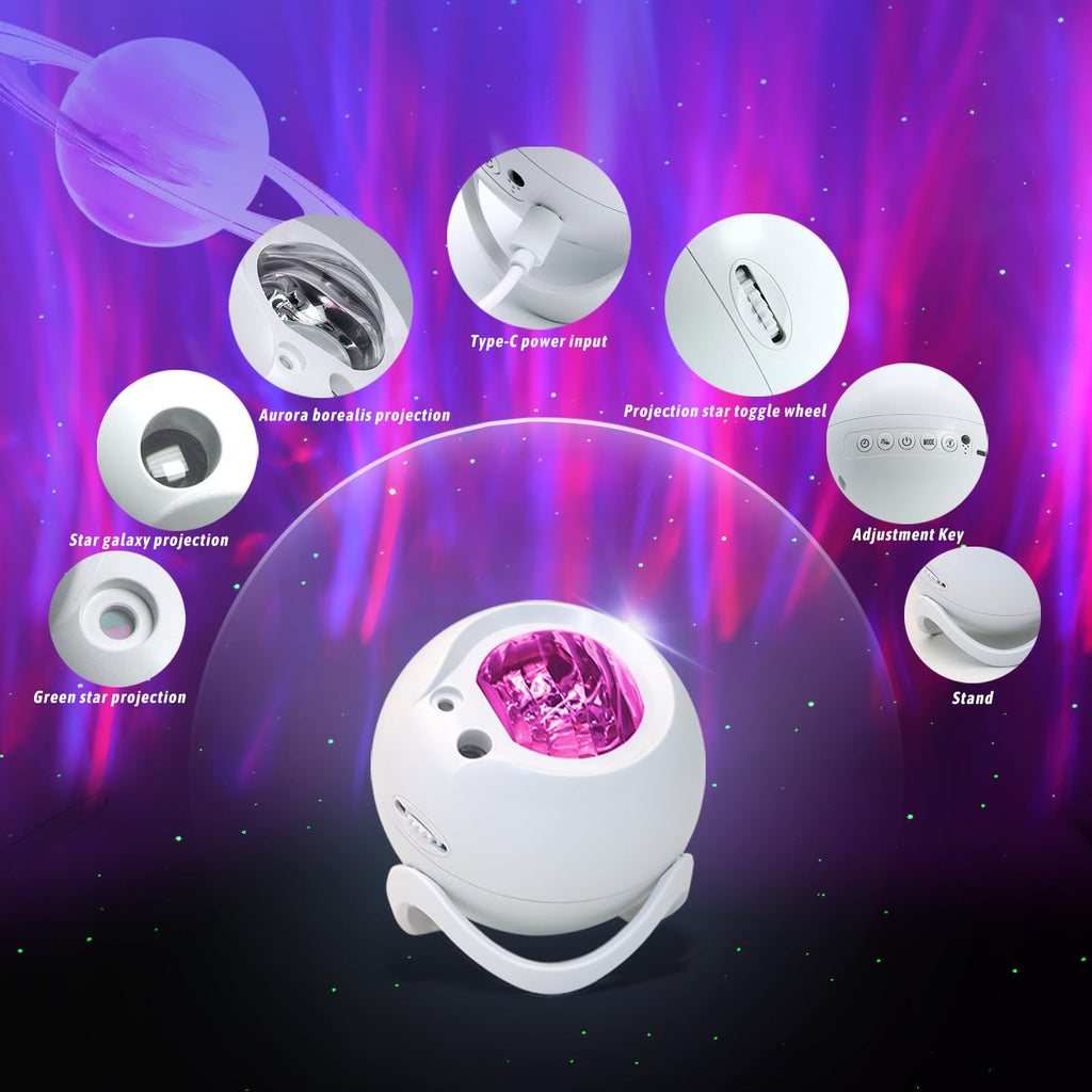 CAIYUE Galaxy Projector, Star Projector, with Bluetooth, White Noise, Remote Control, Room Decor,Bedroom nightlight,Room led,Ceiling, Party
