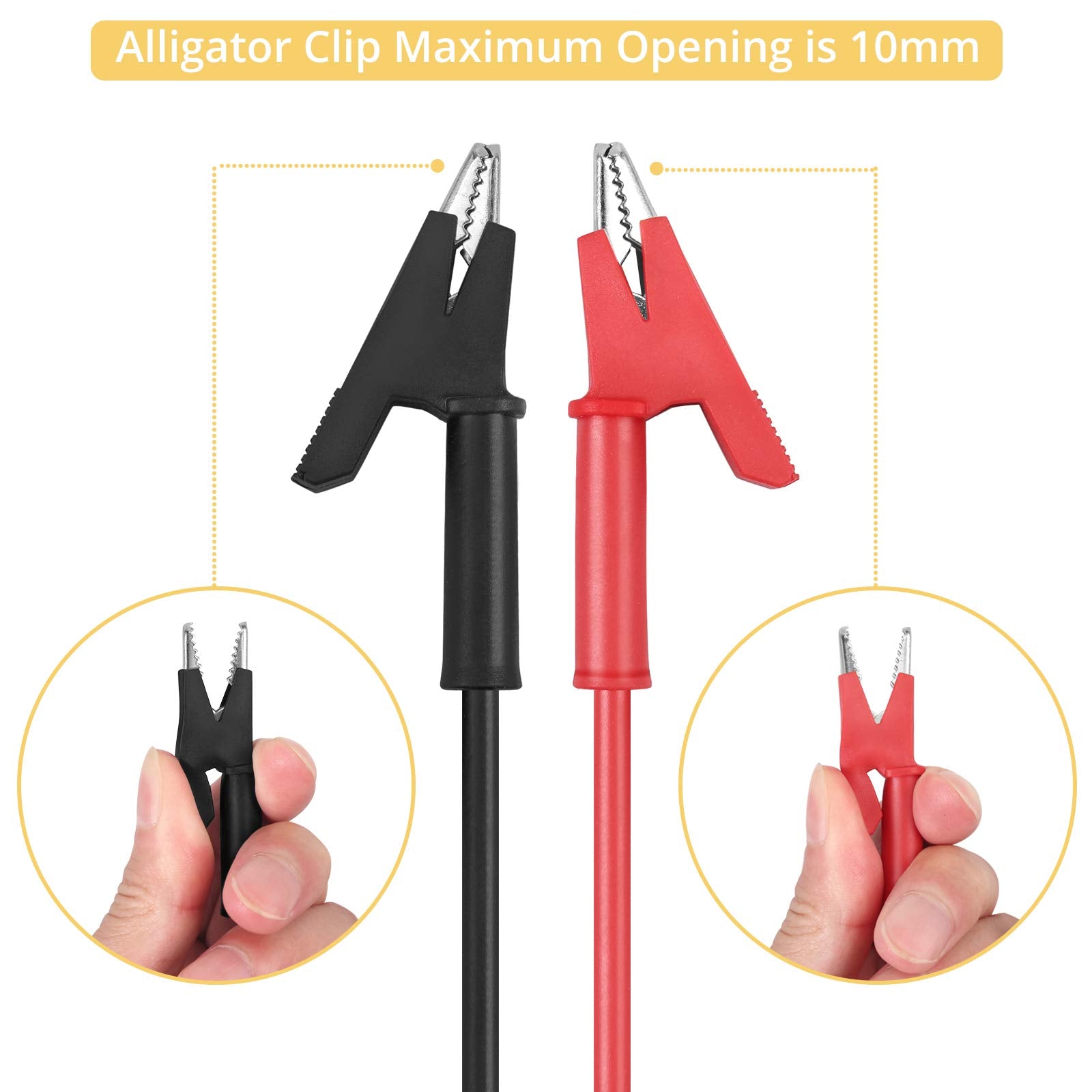 AMTOVL Double Ended Alligator Clips 5 PCS 15A Test Lead Wire Cable with Insulators Clips Test Flexible Copper Cable for Electrical Testing 5 Colors 1M/39in