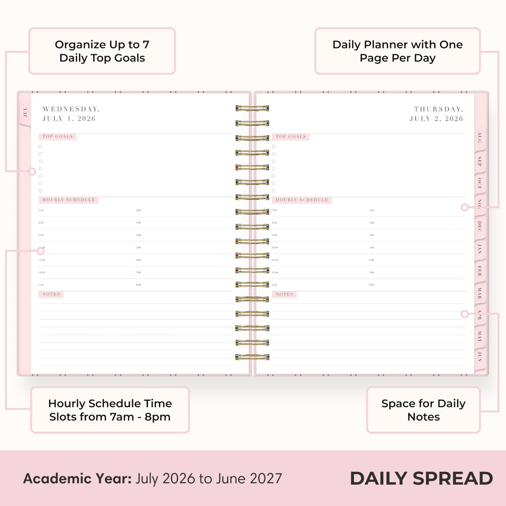 Blue Sky Rachel Parcell 2026-2027 Daily and Monthly Academic Year Planner Calendar, July 2026 - June 2027, 7" x 9", Laminated Cover, Wirebound, Laminated Tabs, Storage Pocket, Includes Stickers, Laine