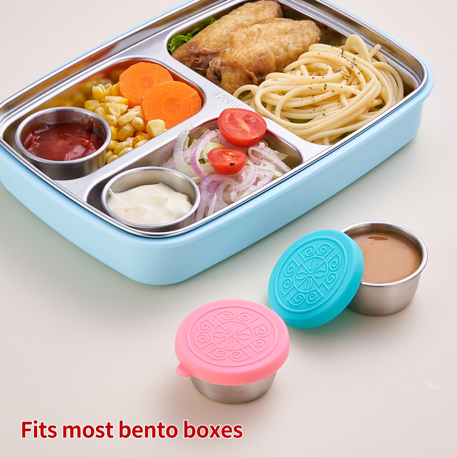 Onlycooker 12 Piece 1.6oz Small Condiment Containers with Lids, Salad Dressing Container To Go,18/10 Stainless Steel Sauce Container with Silicone, Leakproof,Small Dipping Sauce Cups