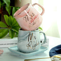 Mr and Mrs Couple Coffee Mugs - Best Wedding Gift Bridal Shower Engagement Gifts Set for Bride, Anniversary Birthday Valentine's Day Housewarming Gift Ideas, Unique 13.2 Oz Ceramic Marble Couple Gifts