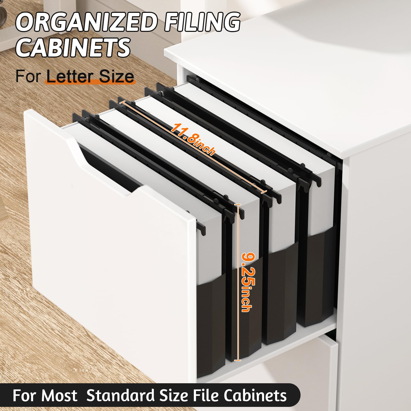 Nordun Plastic Extra Capacity Hanging File Folder Letter Size, 12 Pack Reinforced Hang Folders,Heavy Duty 2 Inch Expansion,Expandable Hanging Folders,Hanging Organizer Designed for Bulky Files (Black)