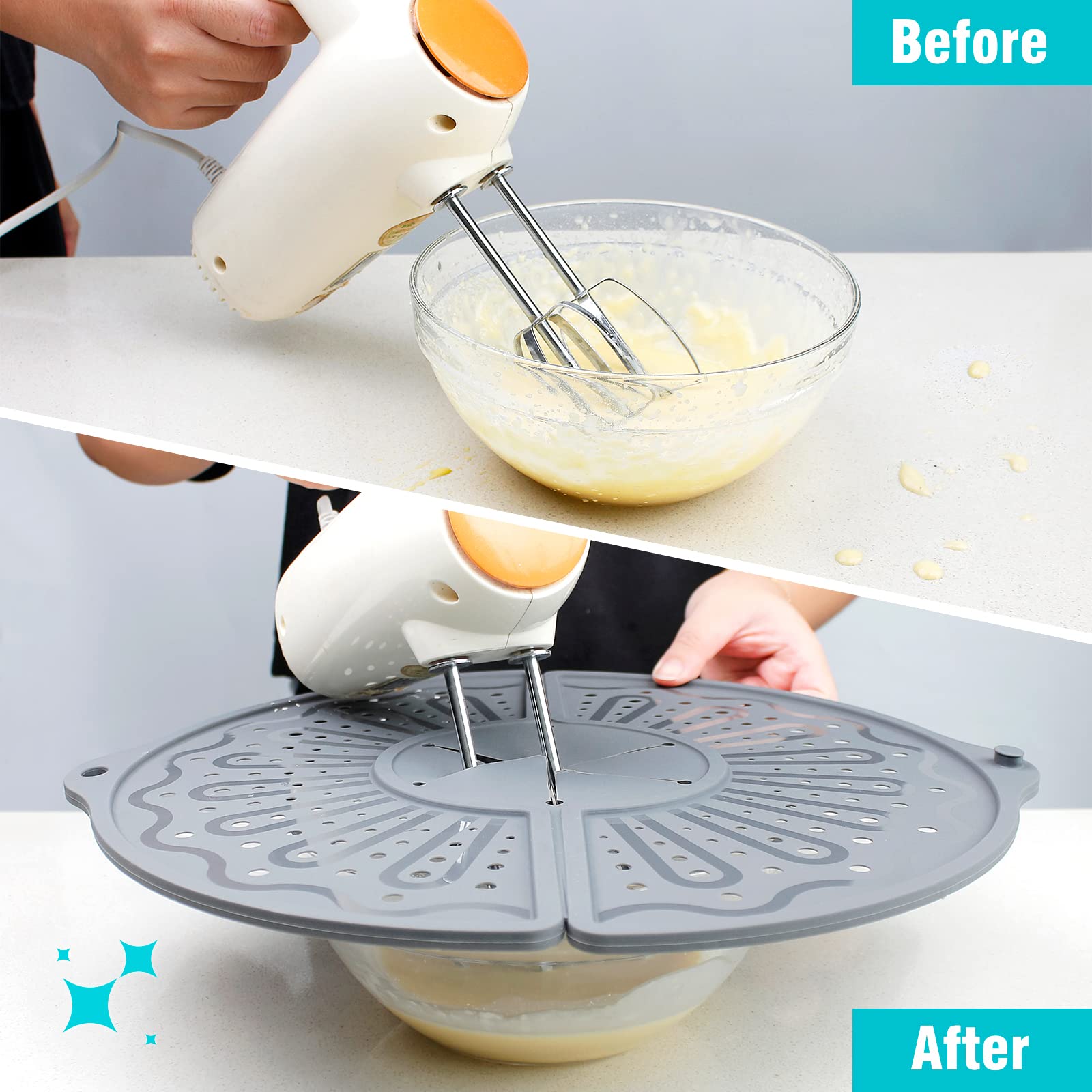 Silicone Splatter Screen for 10, 11 and 12 Inch Frying Pan, Foldable Splash Guard, Multi-Use Grease Splatter Guard/Trivet Mat, 12" Non-Stick Oil Splatter Guard, Dishwasher Safe, BPA Free, Gray