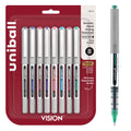 uni-ball Vision Rollerball Pens, Fine Point (0.7mm), Assorted Colors, 8 Count