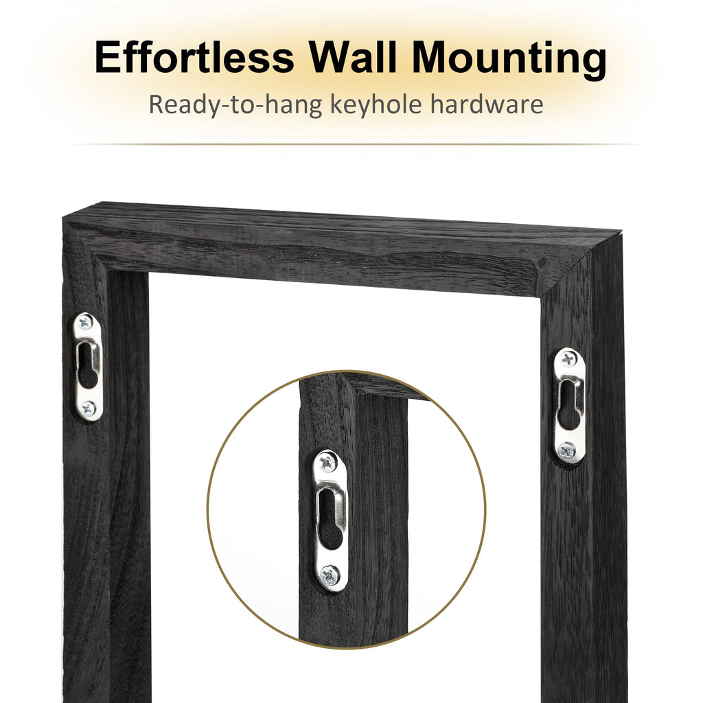 DifferTemp Floating Shelves for Wall, Modern Farmhouse Wall Shelves Decor Set of 4, Wall Mounted Rustic Wood Shelves for Wall Decor and Small Plants, Living Room, Bedroom, Bathroom, Home Office, Black