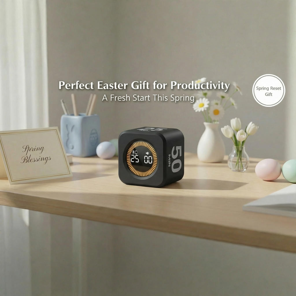 KADAMS Pomodoro Timer Visual - Productivity Pomodoro Cube, 5/10/25/50 Min Countdown & Countup, Silent – Ideal for Work Study Cook Workout Offices Kitchen School Classroom Gift for Kid