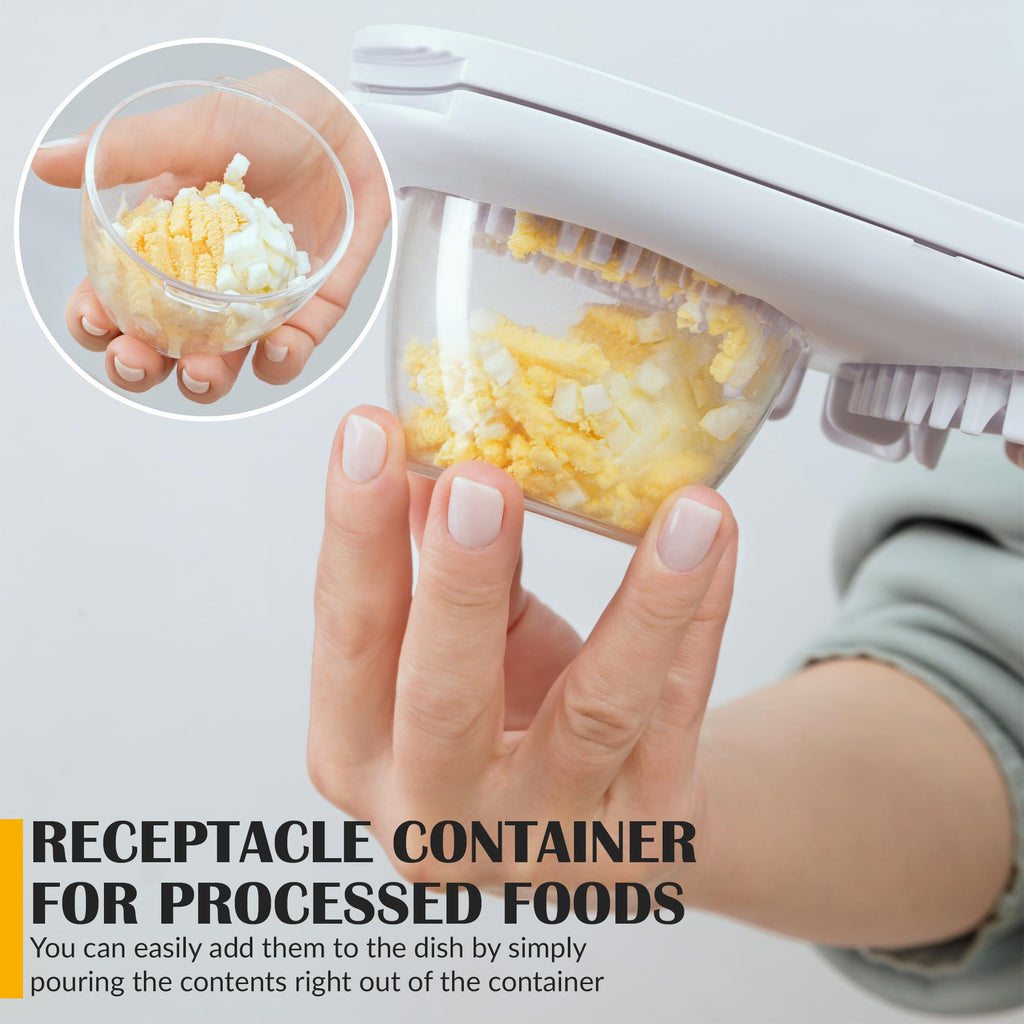 CraftyCrocodile Egg Slicer for Hard Boiled Eggs - 3 Slice Modes Egg Cutter, Heavy Duty, Stainless Steel Dicer - Hand Chopper Kitchen Tool for Strawberry, Mushroom, Grape, Cherry Tomato - White
