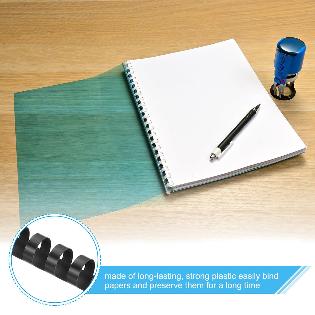 PATIKIL 51mm (2") Plastic Binding Combs, 10 Pcs 21 Rings Comb Binding Spines 450 Sheet Capacity Letter Size for Binding Paper Sheets Notebook Calendar Picture Album, Black