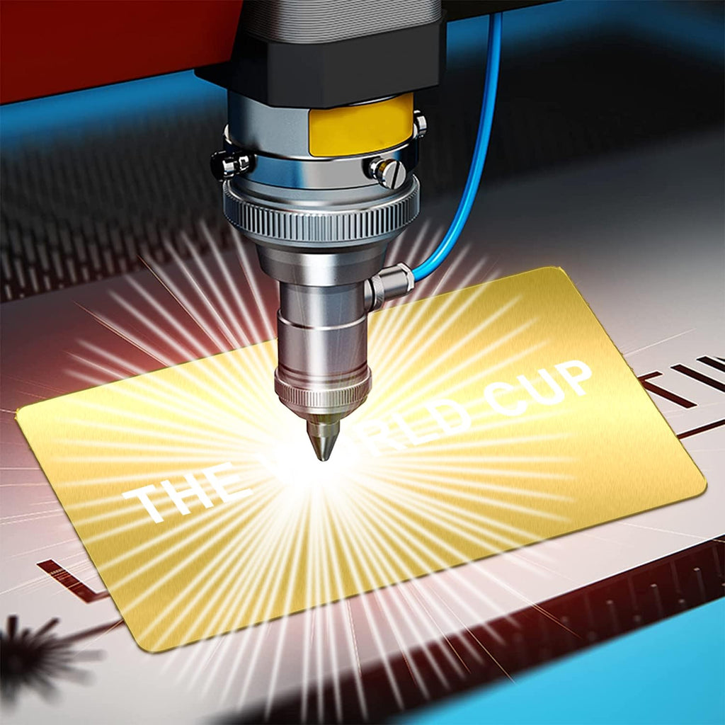 MaehSab 100 Pcs Gold Aluminum Business Cards, DIY Metal Name Cards, 3.4 x 2.1 Inch