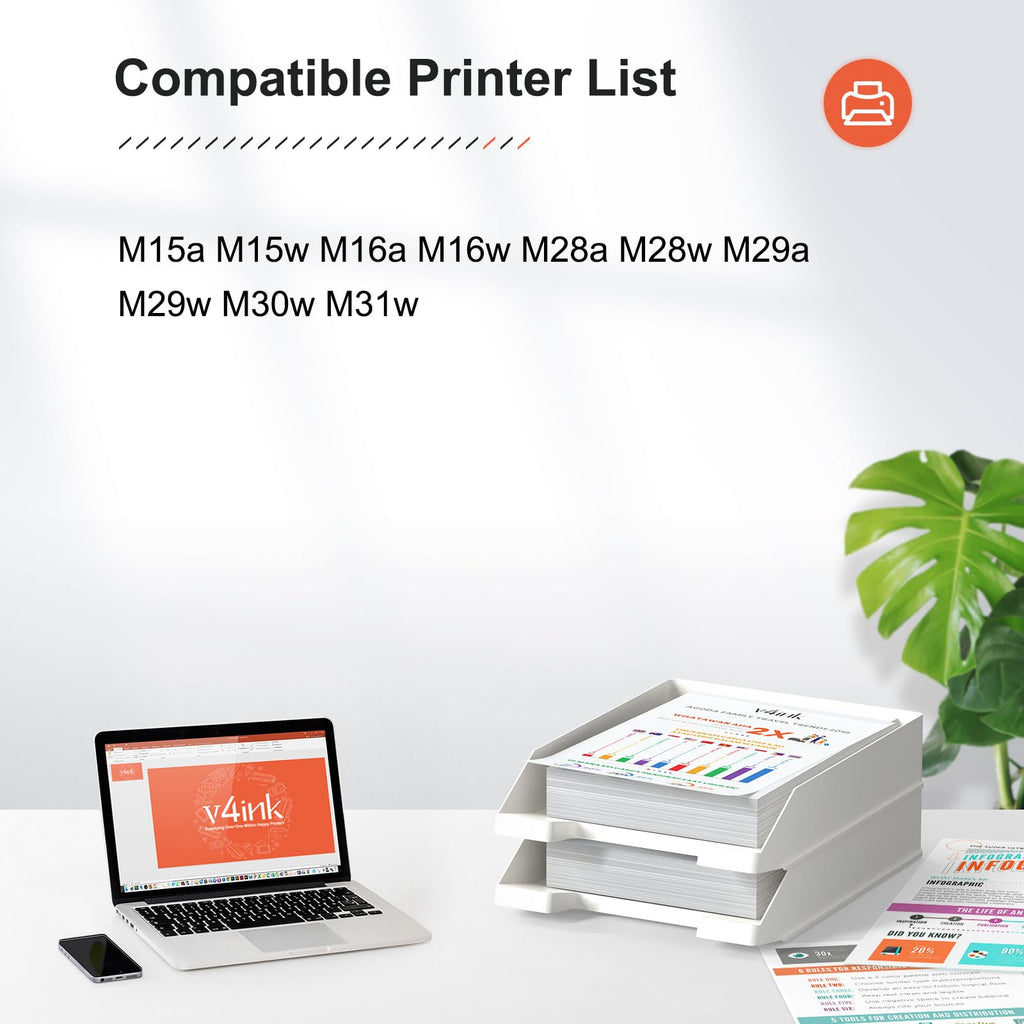 v4ink 2PK Compatible 48A Toner Cartridge Replacement for HP 48A CF248A Toner Cartridge Black Ink for use in HP Pro M15w M15a M16w M16a MFP M29w M29a M28w M28a Printer