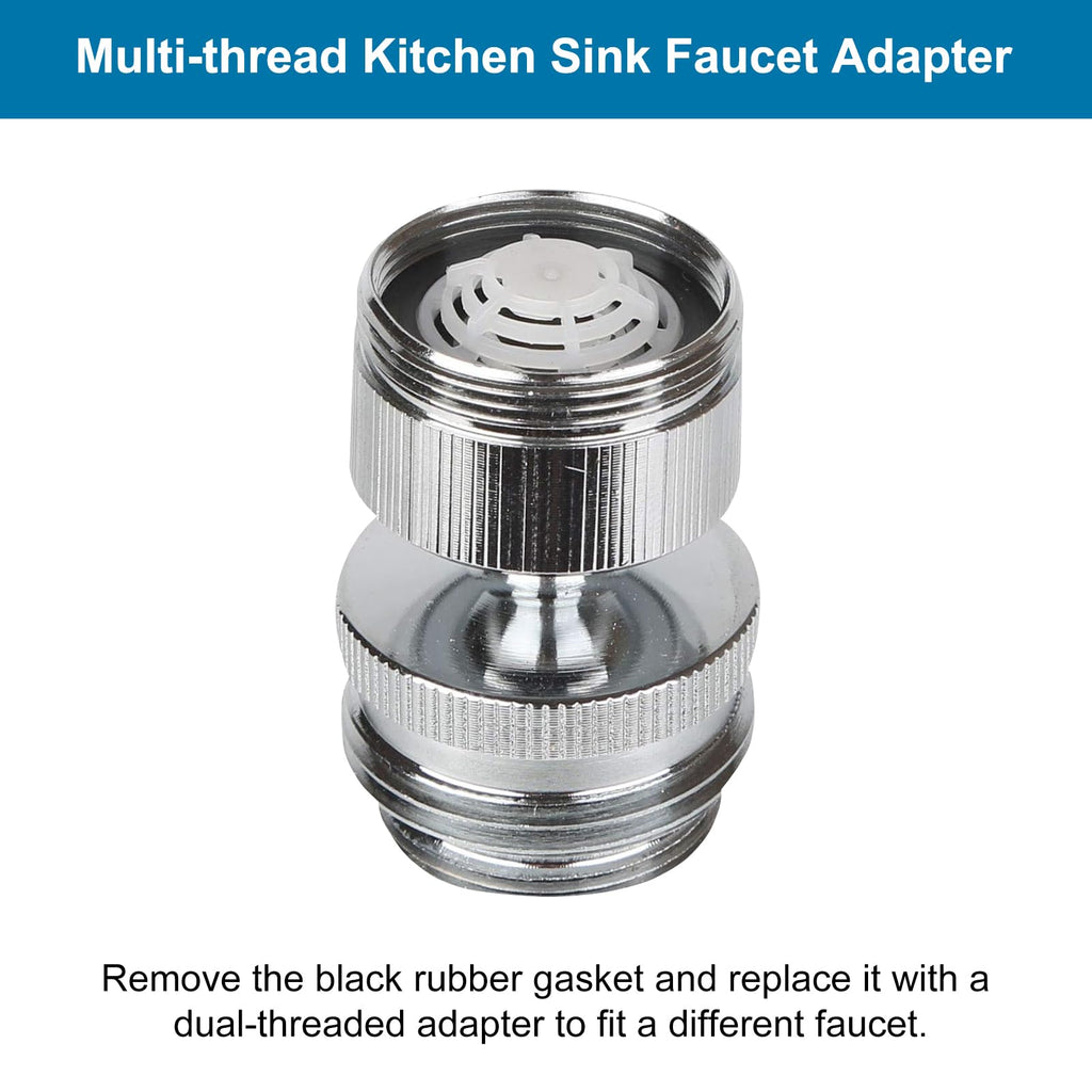 Hibbent Faucet Adapter Kit, Swivel Aerator Adapter to Connect Garden Hose - Multi-Thread Kitchen Sink Faucet to Garden Hose Adapter 3/4 Inch - Chrome Finished
