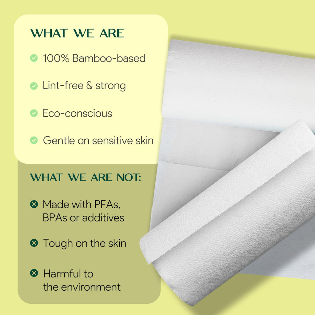 100% Bamboo Paper Towels | Lint-Free, Eco-Friendly, Tree-Free | 2-Ply Kitchen Paper Towel | Food Grade – FSC-Certified, BPA/PFAS-Free | 6 Rolls (450 Sheets) | PALM NAKI