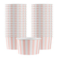 Coppetta 5-Ounce Dessert Cups, 50 Disposable Ice Cream Cups - Lids Sold Separately, Striped, Pink and White Paper FroYo Bowls, for Hot and Cold Foods, Perfect for Gelato Or Mousse - Restaurantware