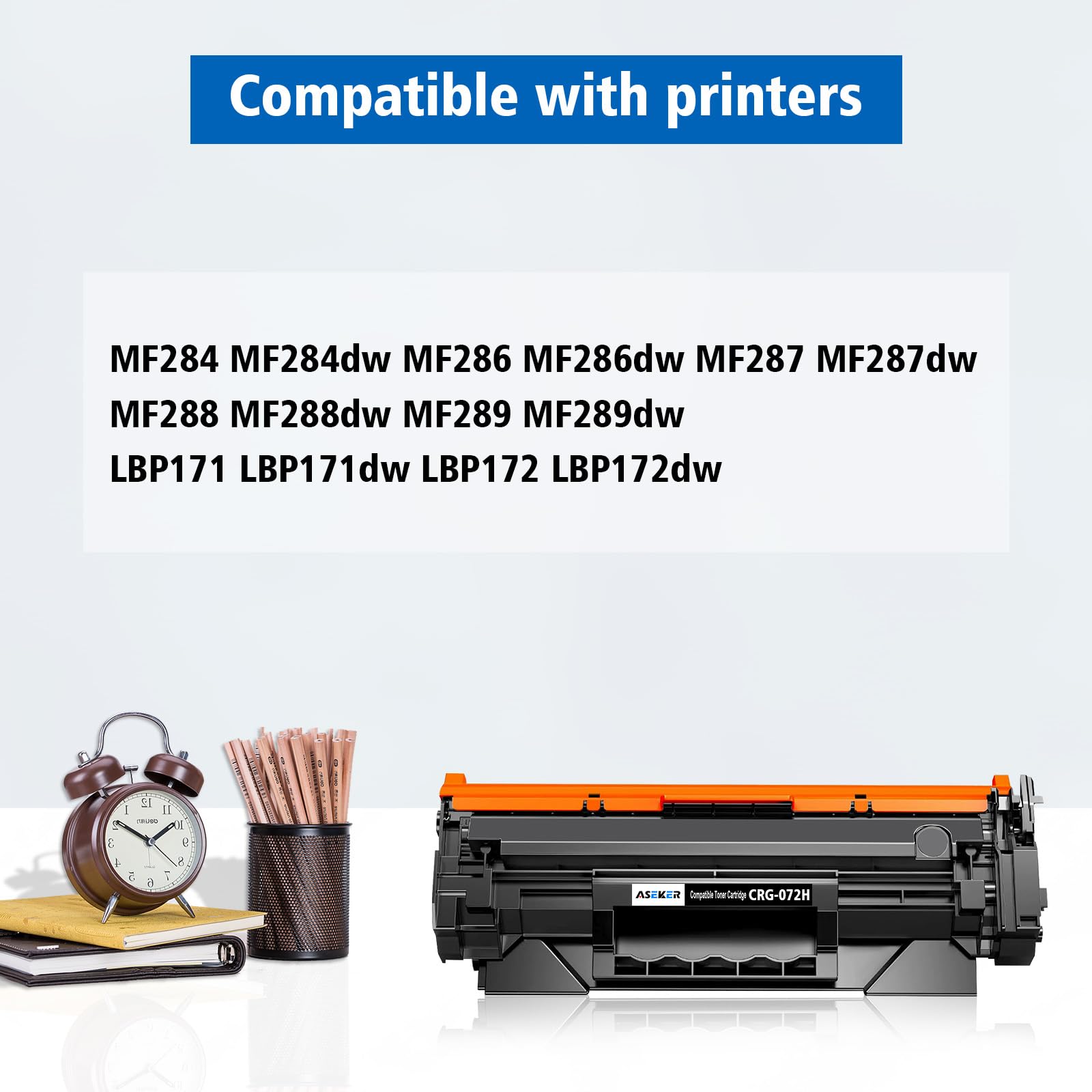 ASEKER 072H CRG072H CRG-072H Black Toner Cartridge High Capacity Compatible for Canon ImageCLASS MF284dw MF286dw MF287dw MF284 MF288 MF288dw MF289dw LBP170 LBP171dw LBP172dw Printers (Black*1)