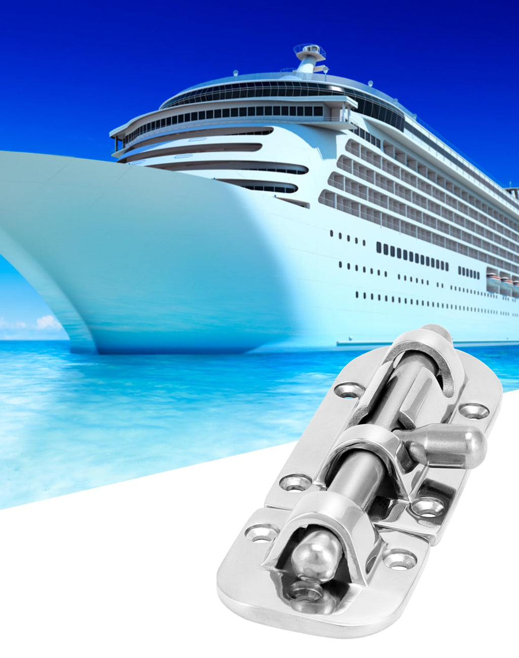 QWORK Boat Door Latch Lock, 2 Pack Marine 316 Stainless Steel Heavy Duty 4-1/3" Long Door Window Lock Latch Slide Barrel Bolt Clasp for Marine Boat Window/Door/Hatch/Cabinet