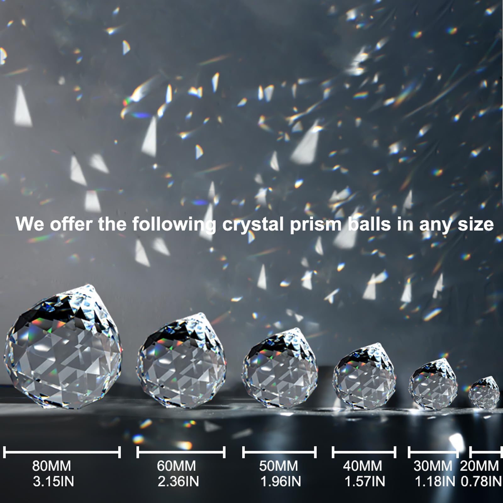 MerryNine 2 Pack Crystal Ball Prism Sun Shine Catcher Rainbow Pendants Maker, Hanging Crystals Prisms for Windows, for Feng Shui, for Gift (Clear) (50mm/2.0")