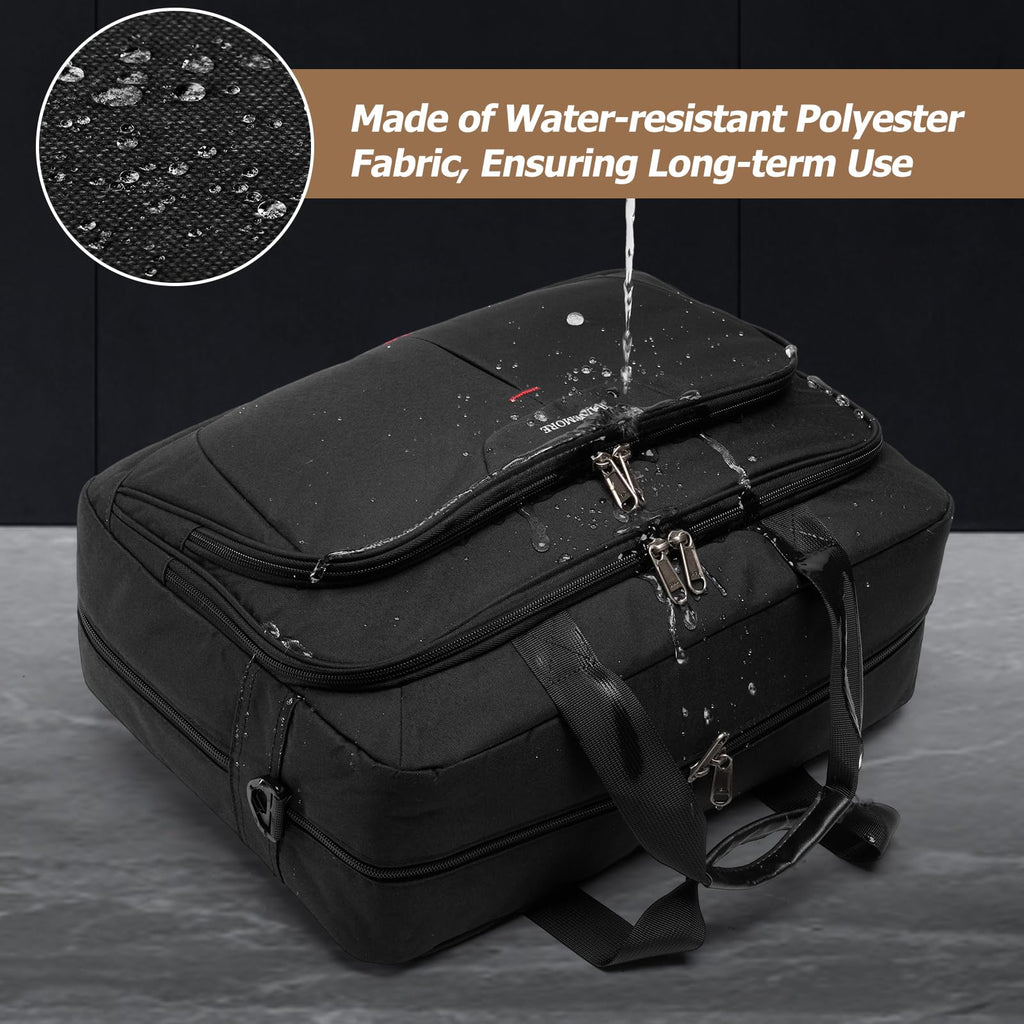 RAINSMORE 17.3 Inch Laptop Bag Expandable Briefcase for Men Large Water-Resistant Computer Messenger Bag Laptop Carrying Case for Work, Office, Travel, Black