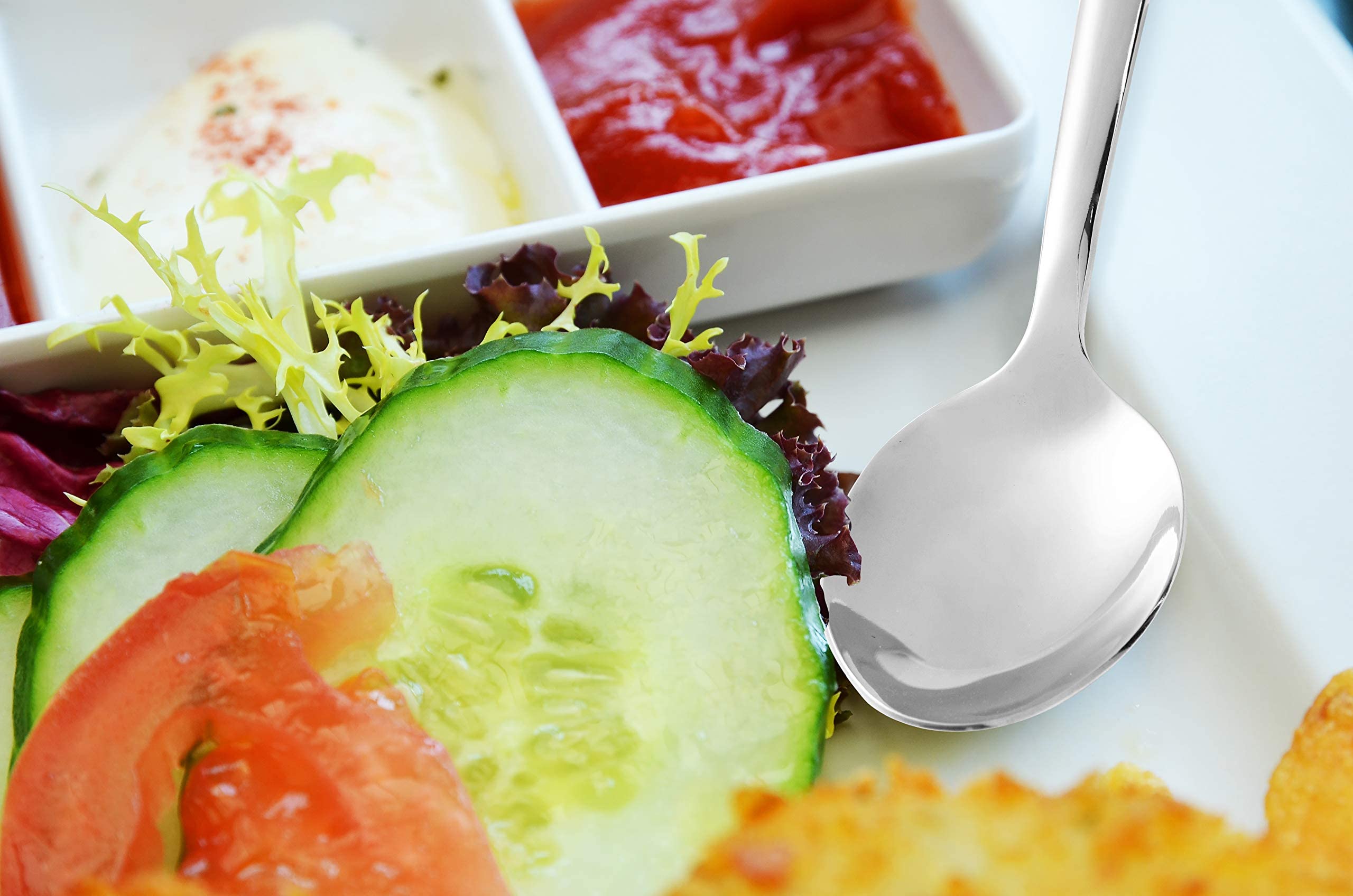 Serving Spoon x 2,Slotted Serving Spoon x 2,Serving Forks x 2,RTT 9 Inch Stainless Steel Catering Serving Utensils for Party Buffet Dinner Banquet Cooking Kitchen Basics,Mirror Finish Flatware