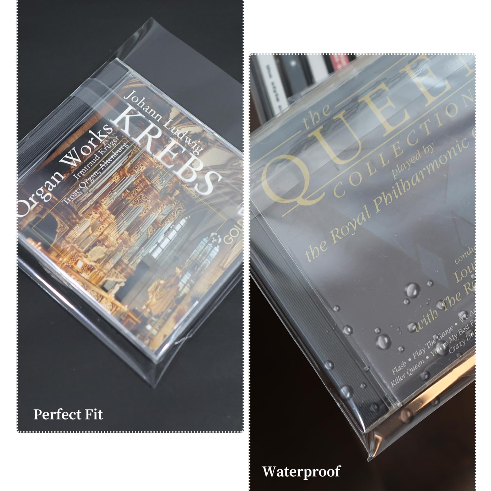 CD Outer Sleeves Clear Sticky Plastic Protective Sleeve Anti-Static for Standard CD and DVD Storage - 100Pcs