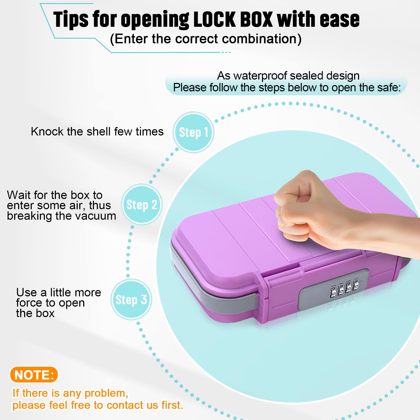 BKNOOU Travel Safe Portable Beach Safe Box Small Combination Safe Anti-Theft Lock Box Safe Waterproof Mini Security Case with Removable Wire Rope Security Box for Home,Office,Hotel,Cars,Travel