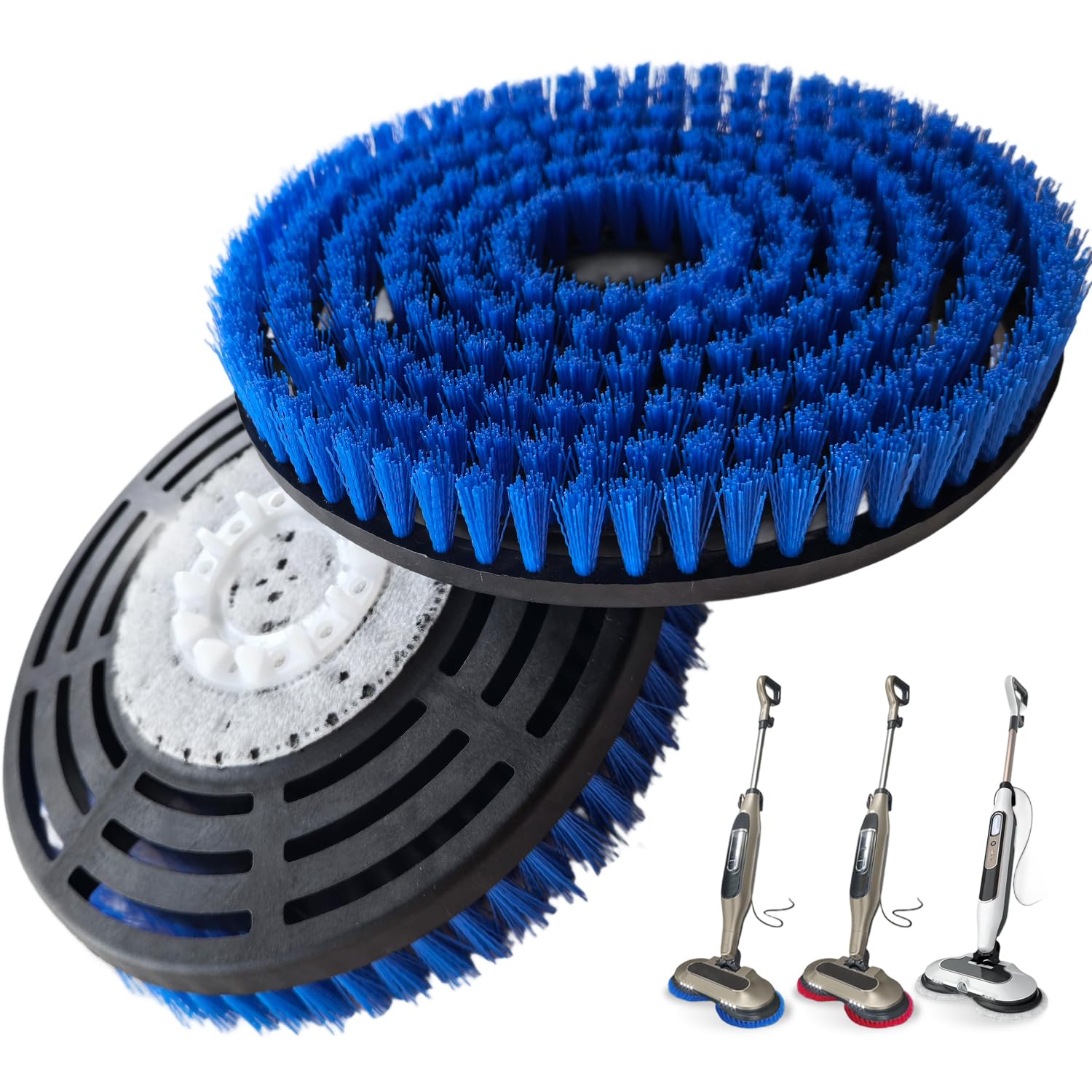 HXZIYI Mop Pads Brush Head for Shark Steam Mop S7000/S7001/S8201 Series - Upgrade Brush Heads with Nylon Bristles, Deep Clean Hardwood & Tile Floors, Scratch-Free Polish (Fits XKITP7000) (Blue)