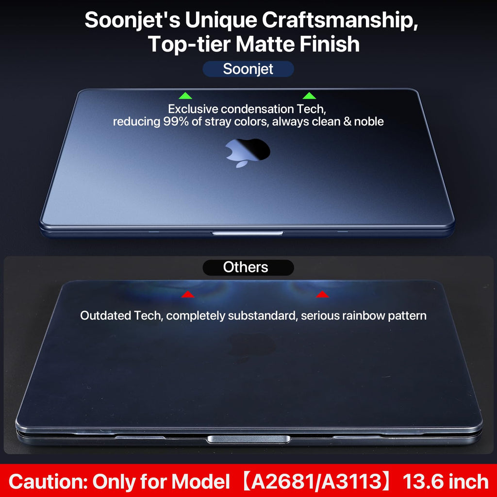 Soonjet Matte Case for MacBook Air 13/13.6-inch (M5/M4/M3/M2, 2026-2022 Models A3449 A3240 A3113 A2681), Lightweight | Scratch & Fingerprint Resistant | Closes Seamlessly | for Work, Travel & Study