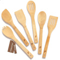 Puluole Wooden Utensils for Cooking - 6 Piece Wooden Spoons for Cooking,Premium Wood Spatula for Cooking,Non-Stick Wooden Cooking Utensil Set,Organic Bamboo Utensils,Kitchen Gifts for Women