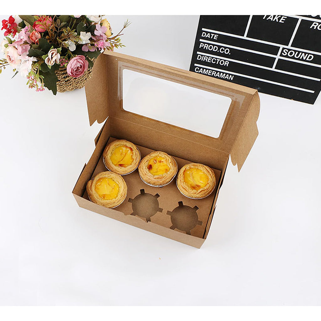20pcs bulk cupcake boxes with transparent display window, clear Windows and inserts, portable baking containers,suitable for cupcakes, muffins, birthdays, weddings, bakery packaging (6 capsules)