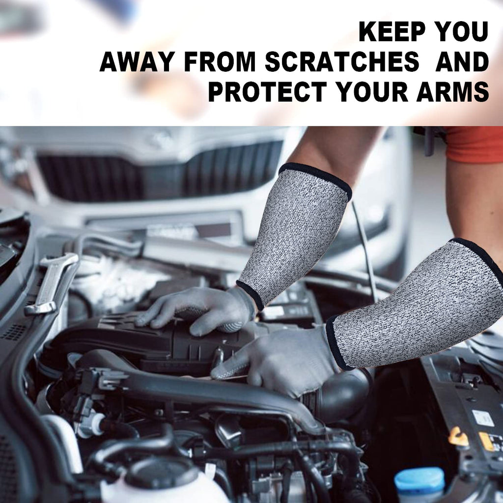 3 Pairs Cut Resistant Sleeves Level 5 Protection Arm Protectors for Thin Skin and Bruising 10" Long Comfortable Anti-abrasion Safety Sleeve for Arms for Work Men Women(2 Black + 1 Gray)
