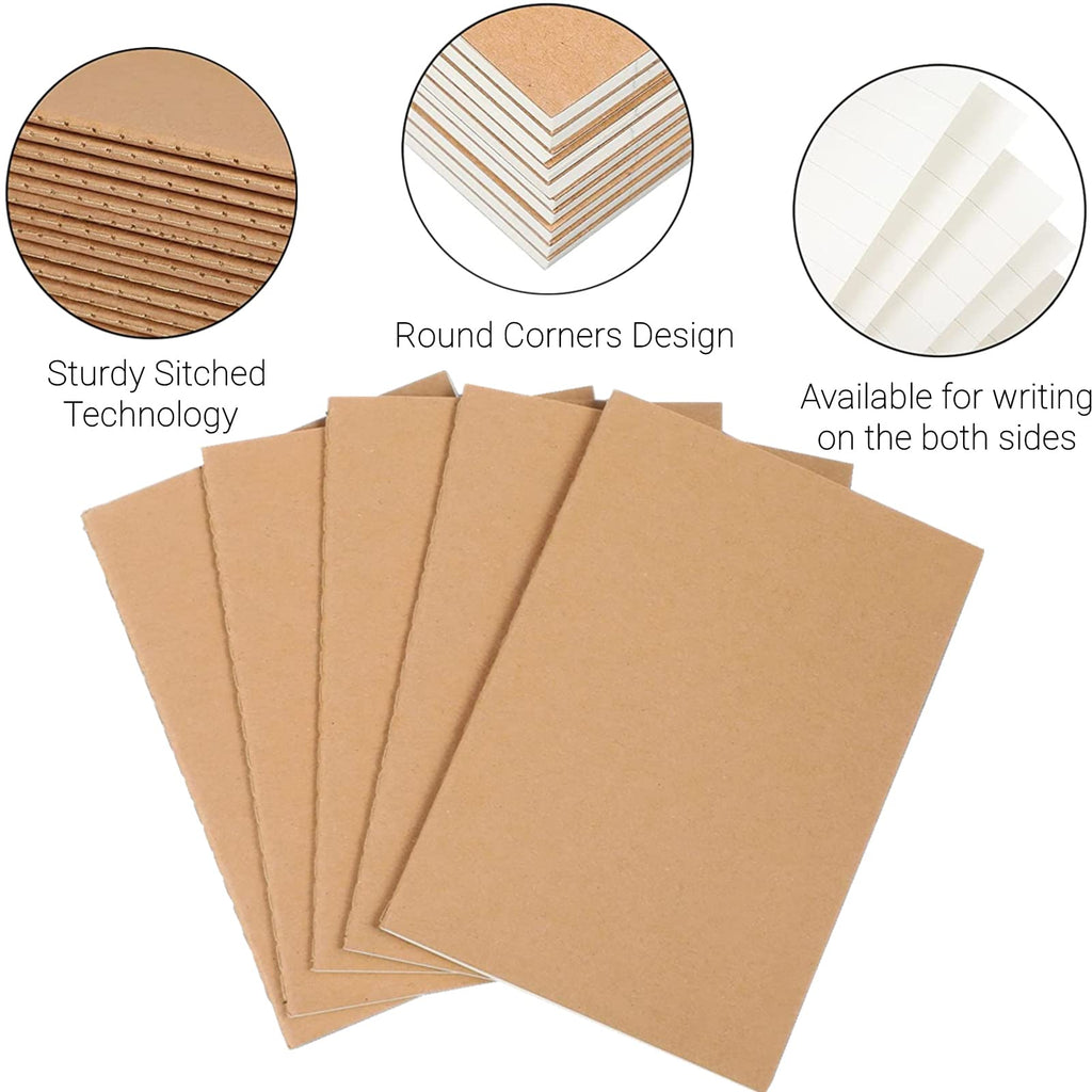 Kraft Notebook - 50-Pack Bulk Lined Notebook Journals, Travel Journal Books for Diary, Notes, DIY, Soft Cover Sewn Notebook, Brown, 5.5 x 3.5 Inches