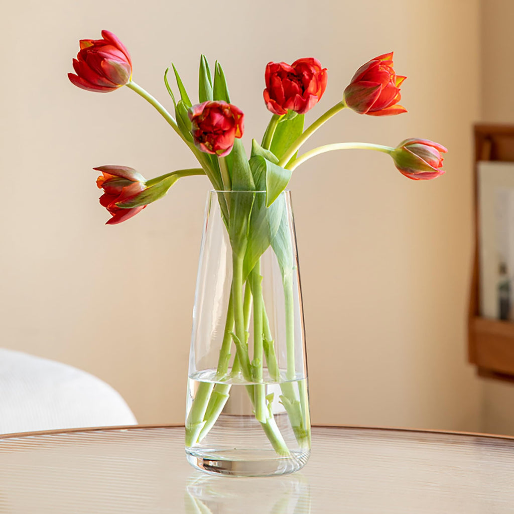 FANTESTICRYAN Ins Modern Glass Vase Irised Crystal Clear Glass Vase for Home Office Decor (Crystal Clear)
