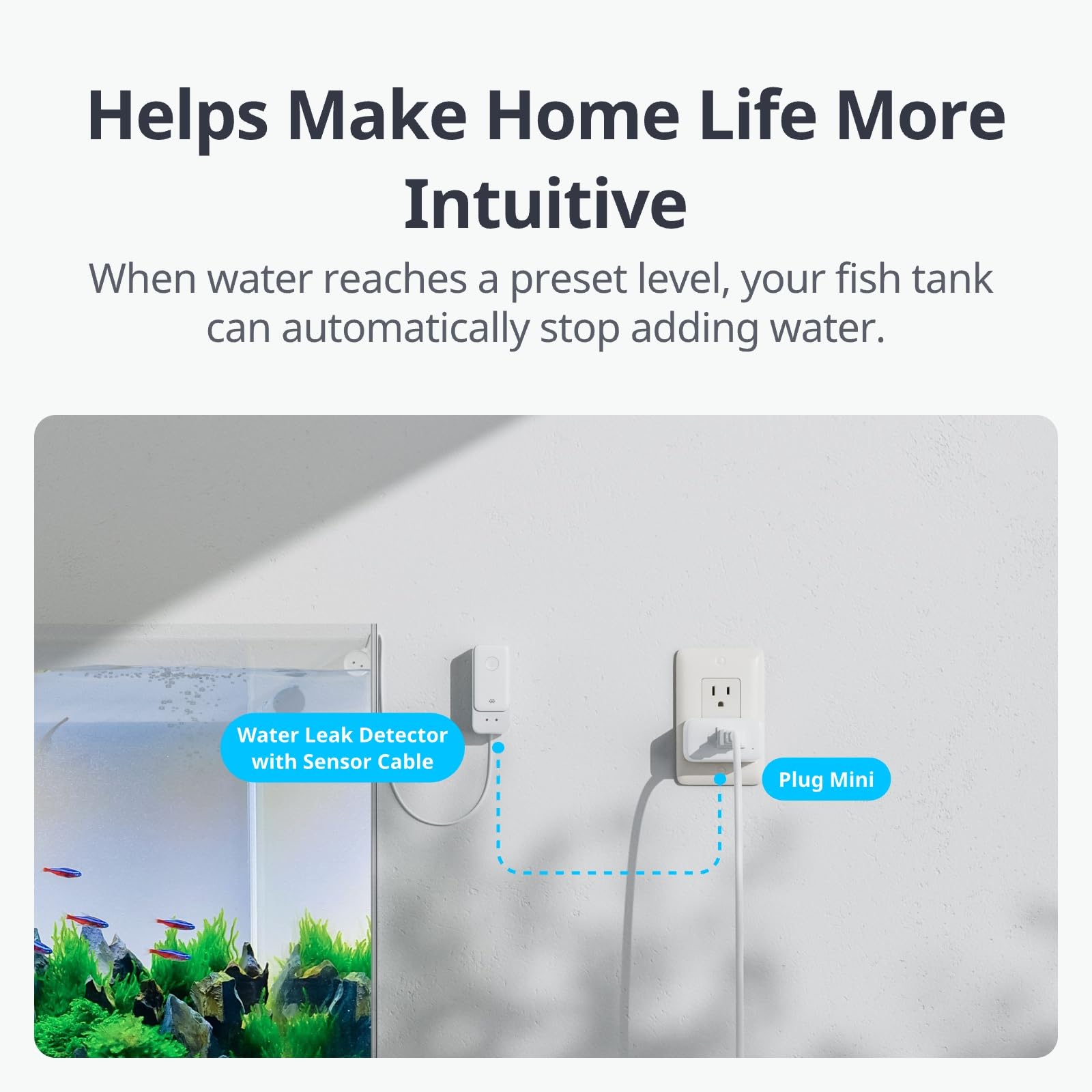 No Hub Required WiFi Water Sensor, Smart Water Leak Detector, 100dB Adjustable Alerts & App Alerts, IP67 Waterproof, Wireless Detector for Home with 1m Sensing Cable (Support 2.4G)