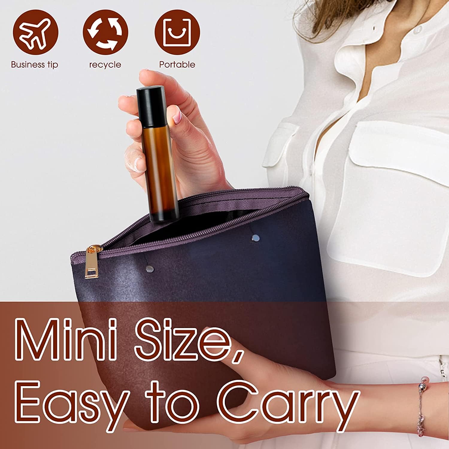 25 Pack Roller Bottles, 10ML Essential Oil Glass Roller Bottles with Stainless Steel Roller Balls (1 Openers,2 Funnels,3 Droppers) (25PCS 10ml Amber)