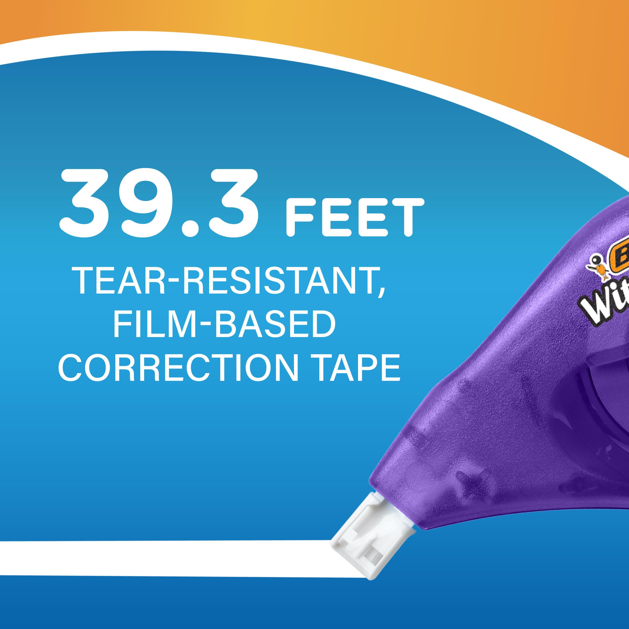 BIC Wite-Out EZ Correct Correction Tape, White, No Dry Time, Tear Resistant Tape, 10-Count