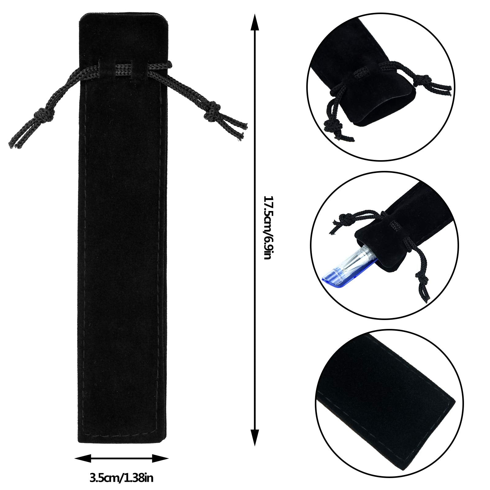SUMERSHA 100pcs Velvet Pen Pouch Drawstring Pen Bag Single Pen Sleeve Holder for Office Business Gift