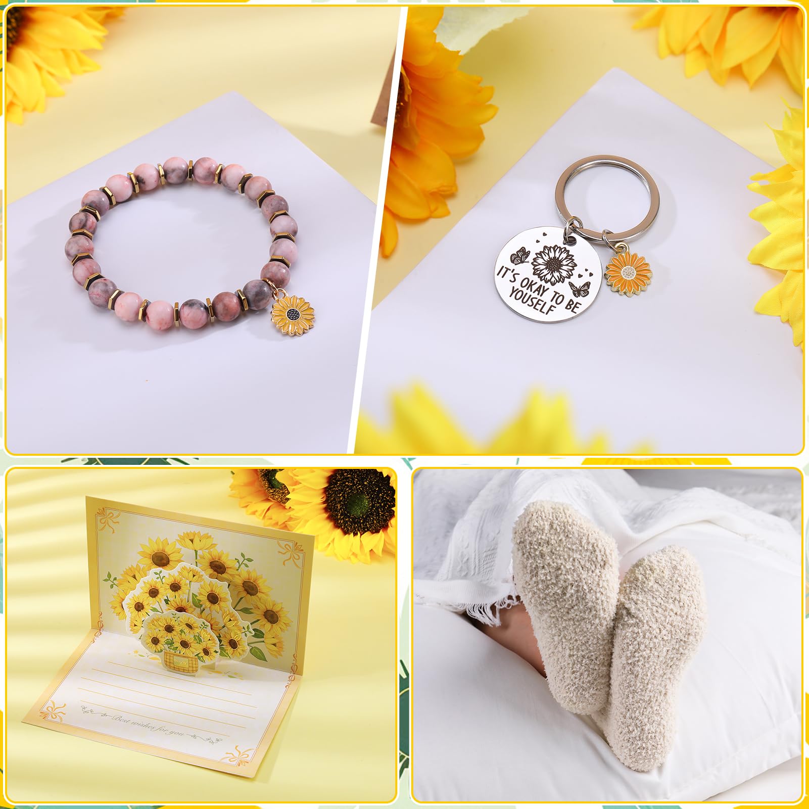 Guiqulai Birthday Gifts for Women,Self Care Gift for Women,Sending Sunshine Get Well Soon Gift,Care Package Sunflower Gifts Baskets for Mum Sister Wife Friends