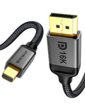 Silkland 16K Mini DisplayPort to DisplayPort 2.1 Cable, [16K@60Hz, 8K@120Hz, 4K@144Hz] HDR, DSC1.2a, G-Sync FreeSync, Mini DP [Thunderbolt 2] for Gaming Laptop, MacBook, iMac, Monitor, 6.6FT