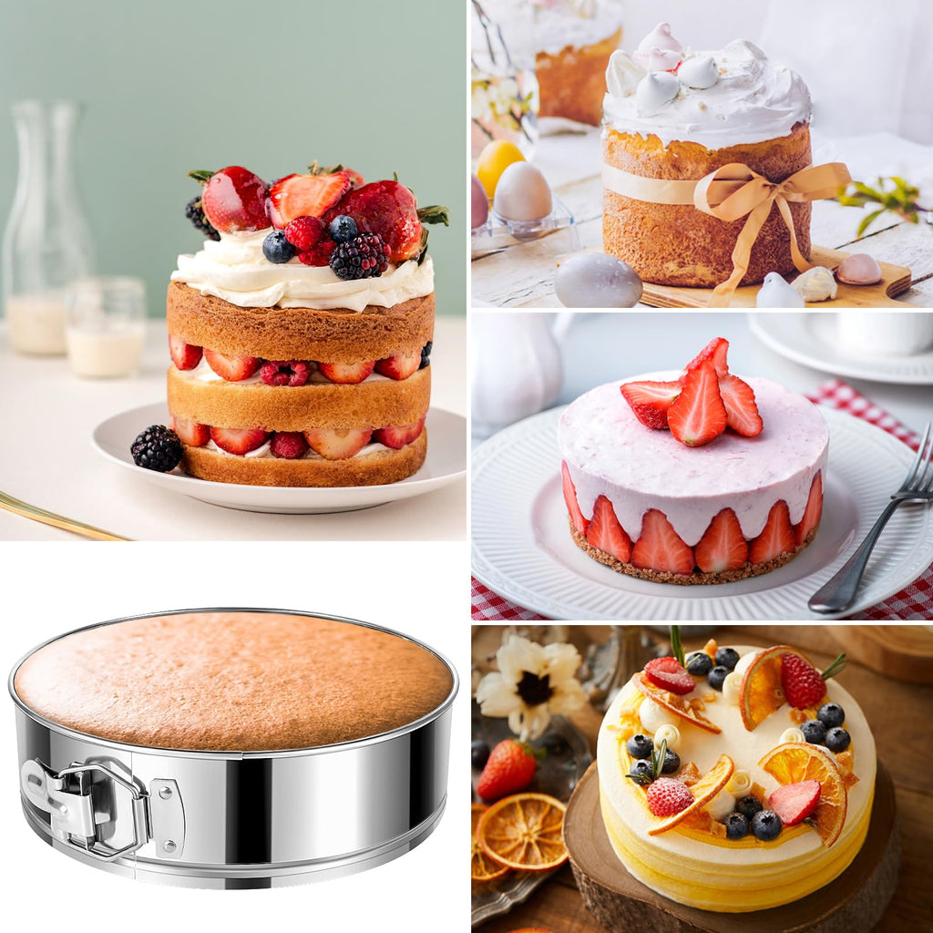 E-Gtong 9 Inch Springform Cake Pan, Stainless Steel Springform Pans, Leakproof & Nonstick Cheesecake Pan with Removable Bottom, Round Spring Form Cake Pan for Baking