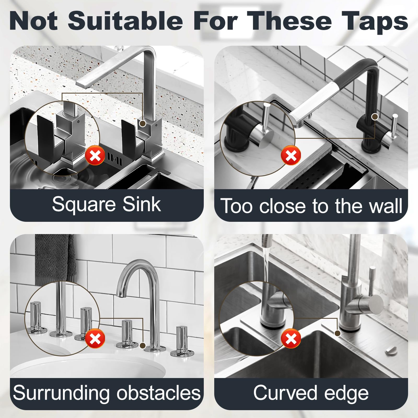 Accock 24 inch Kitchen Sink Splash Guard, Silicone Draining Mat for Sink, Longer Silicone Faucet Drainer Pad, Sink Protectors for Kitchen Sink Mat, Sponge Holder for Kitchen. (Grey, XXL(24 * 5.5))